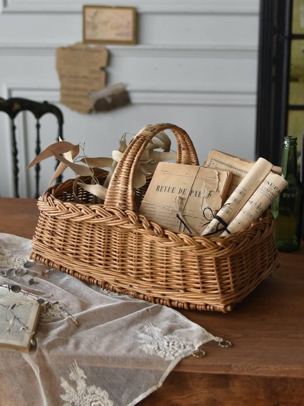 フレンチバスケット.4 フランス ヴィンテージ 籐籠