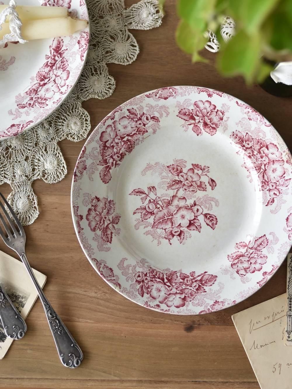 ラウンドプレート2.Fleurs de Pommier フランスアンティーク食器