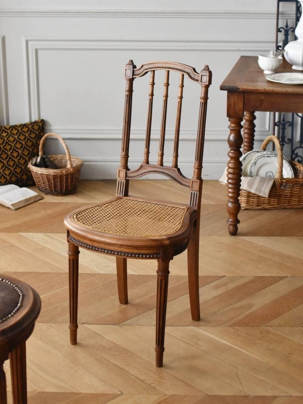 アンティークチェア.ラタン フランスアンティーク家具 椅子 フレンチ