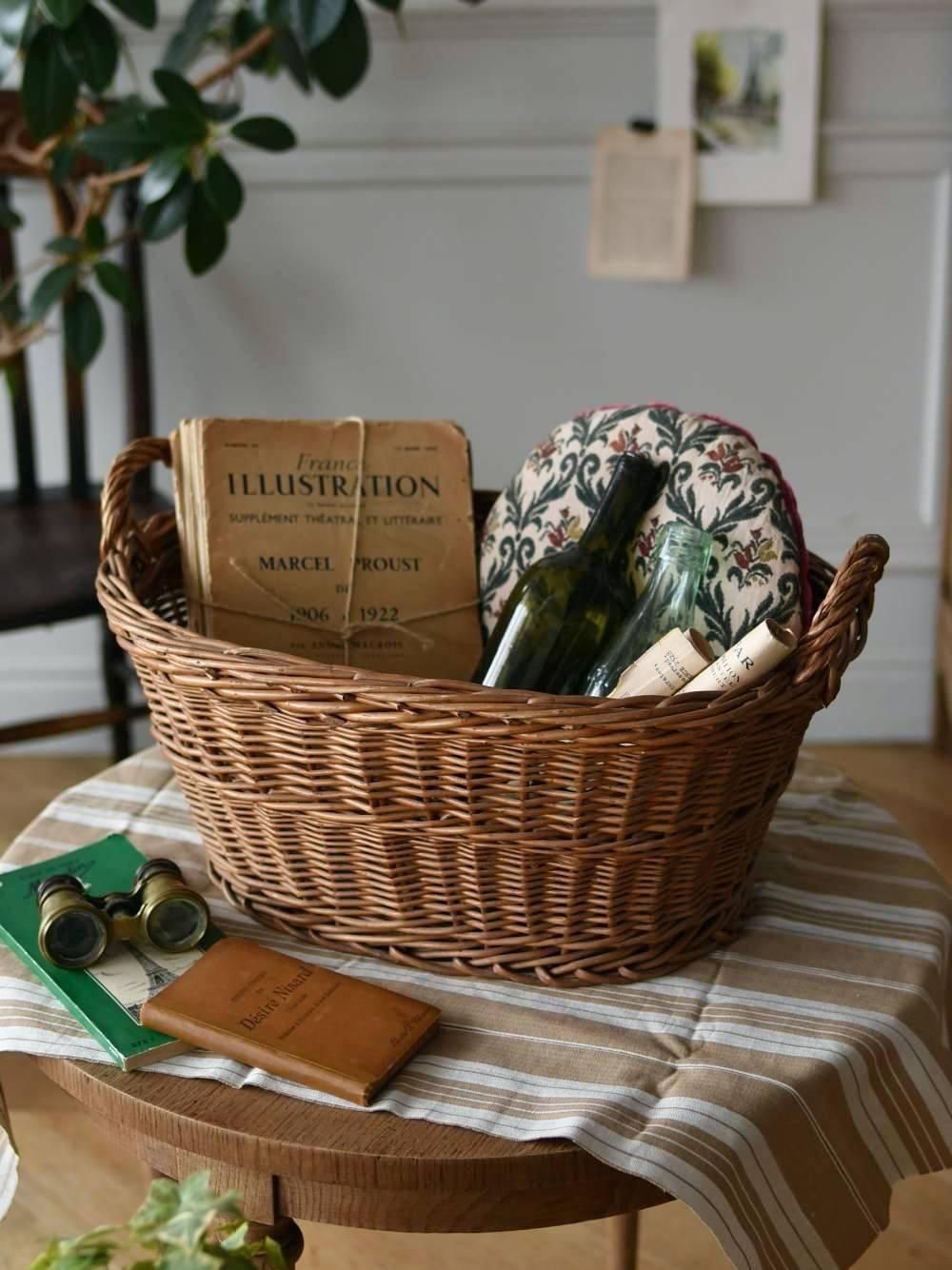 フレンチバスケット.35 フランスヴィンテージ雑貨 籐籠 ナチュラル