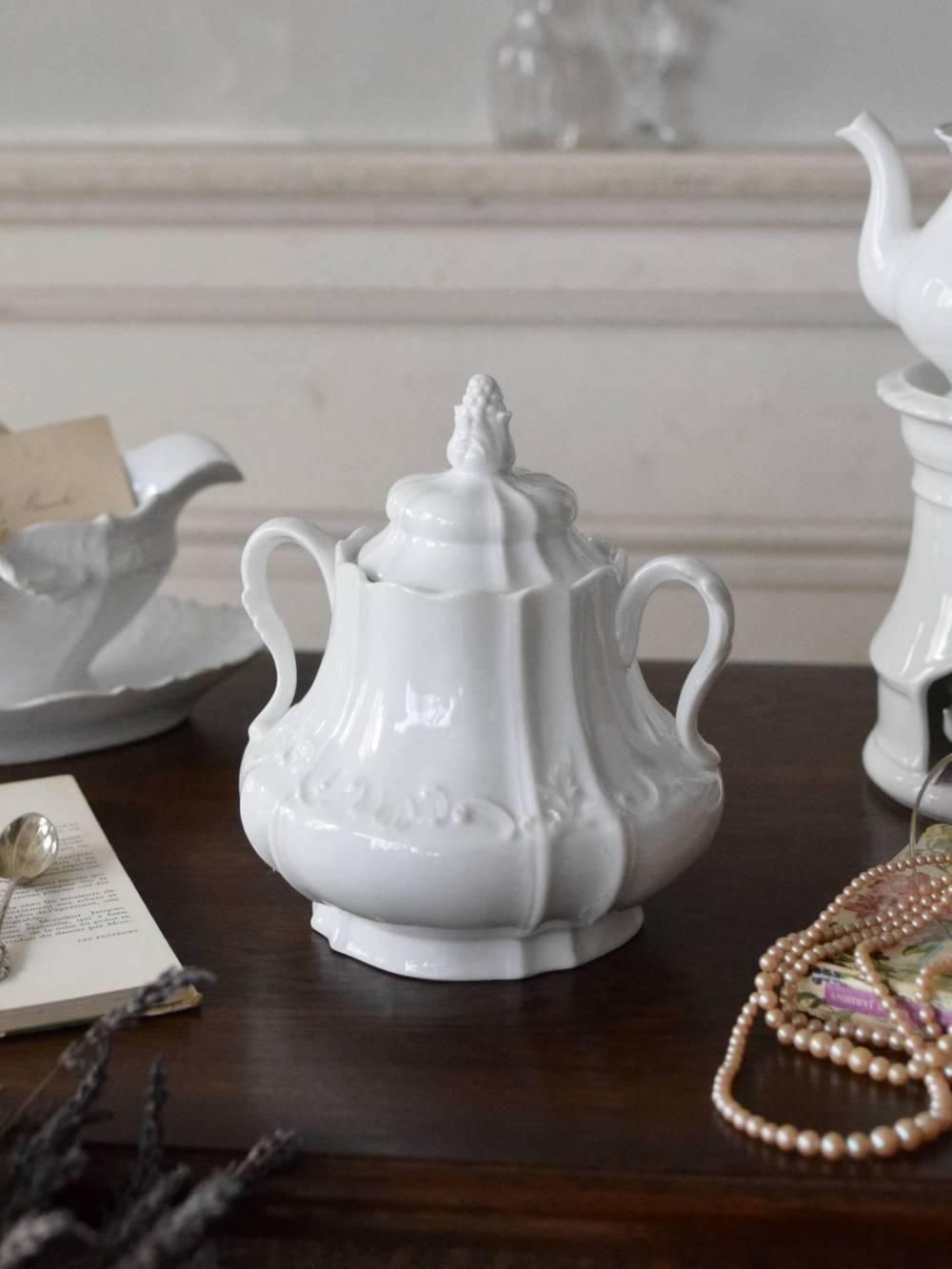 蓋付きポット.6 フランスヴィンテージ雑貨 シュガーポット 陶磁器