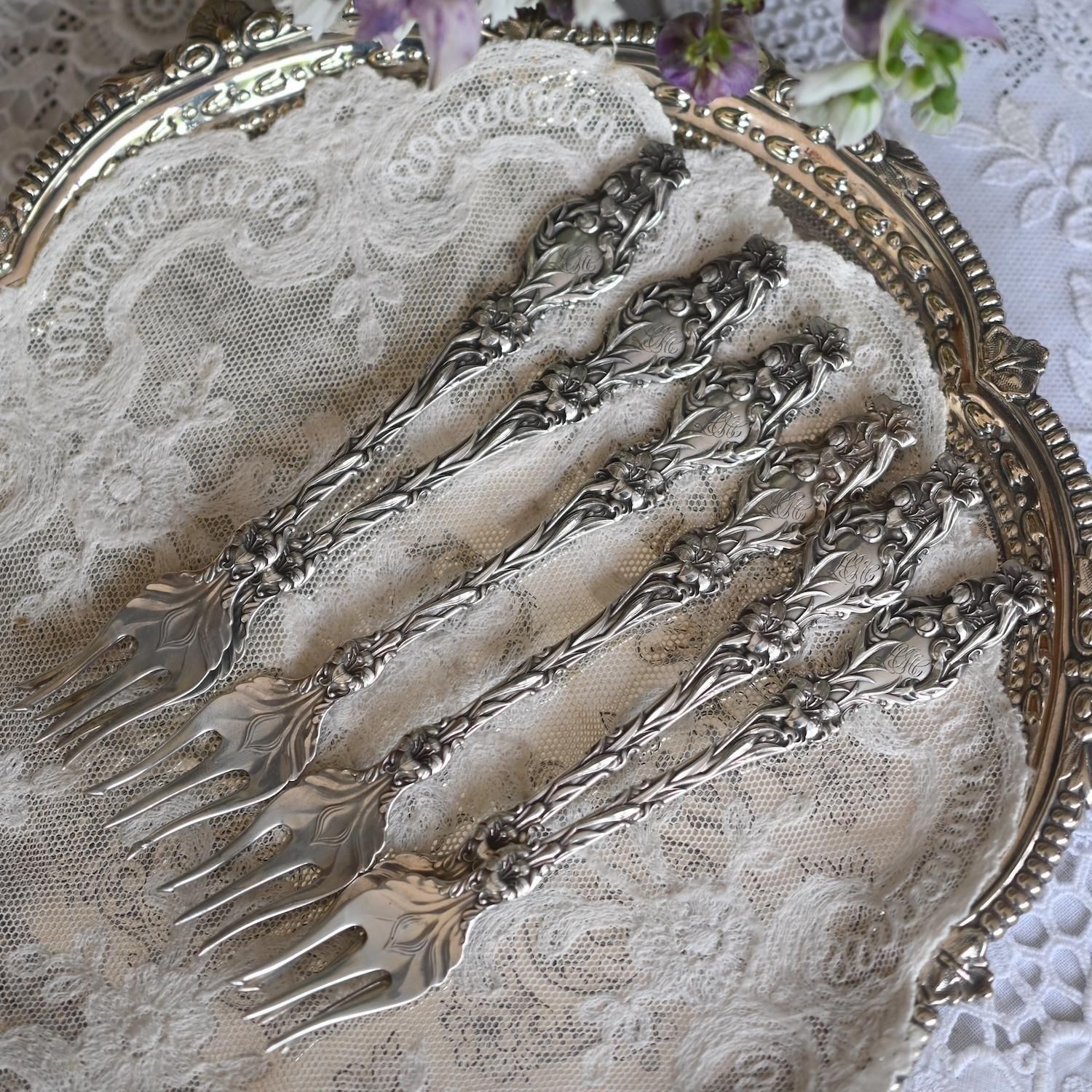 1902年 アメリカンスターリングシルバー 小ぶりのケーキフォーク 単品