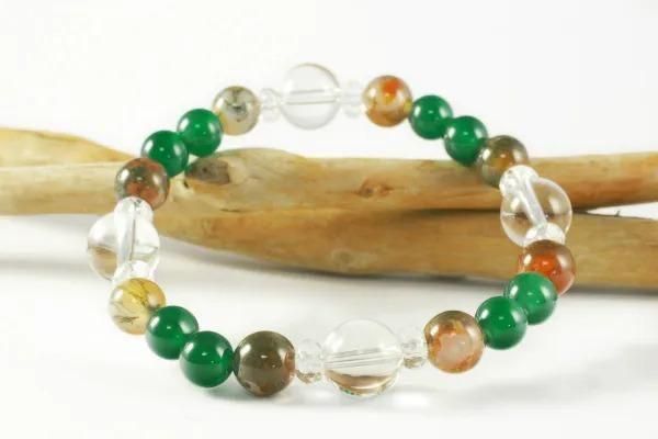 水晶＆モスアゲート＆グリーンアゲート ブレスレット｜天然石