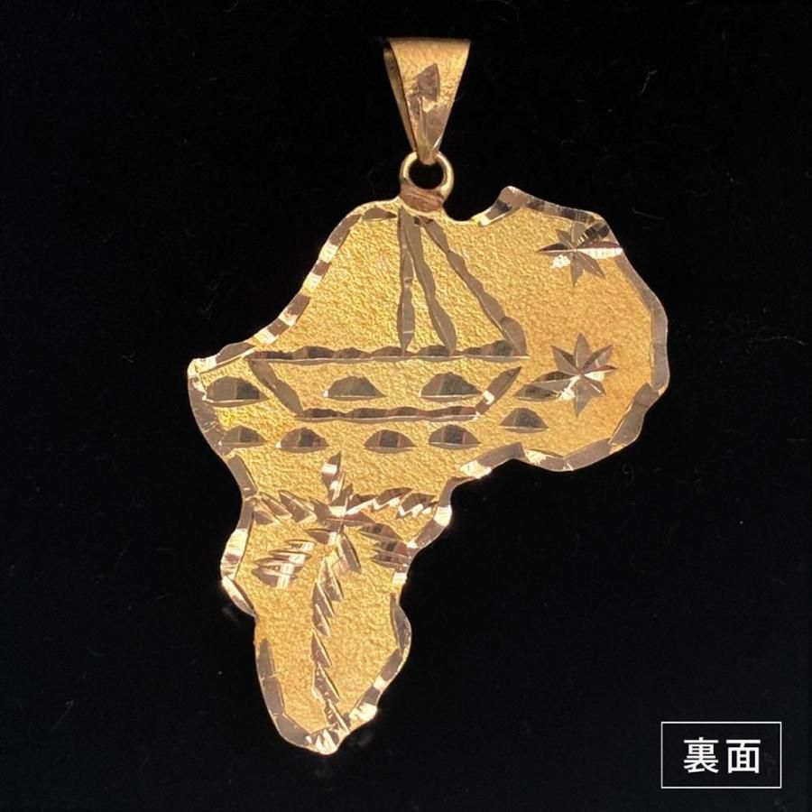 手彫り18金ペンダントトップ1（アフリカ大陸）18金[1.3g]【両面彫