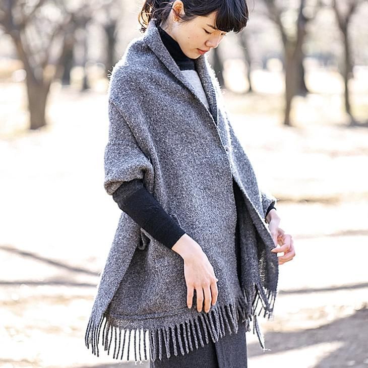 KLIPPAN (クリッパン) | ベーシックウールストール (ダークグレー) 2