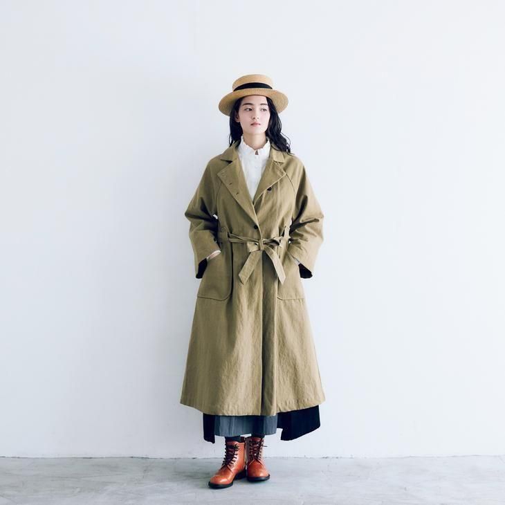 MAGALI | コットンリネン・アンティークキャンバス・トレンチコート