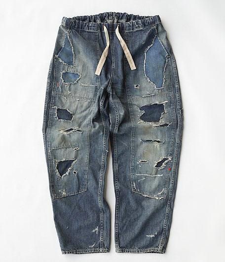 ANACHRONORM Damaged Denim W-Knee Easy Pants [INDIGO / HARD DAMAGED