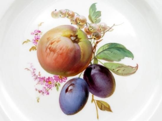 アンティーク マイセン プレート□フルーツ 金彩 サービングプレート