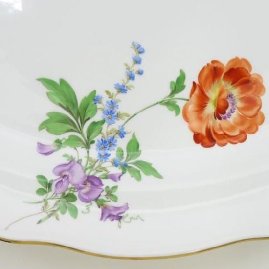 マイセン プレート□ベーシックフラワー ブーケ 三つ花 オーバル