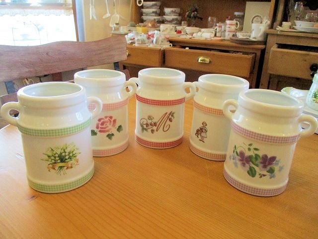 マニーローズ 陶器カントリーチェック スプーンコンテナ - 「フランス