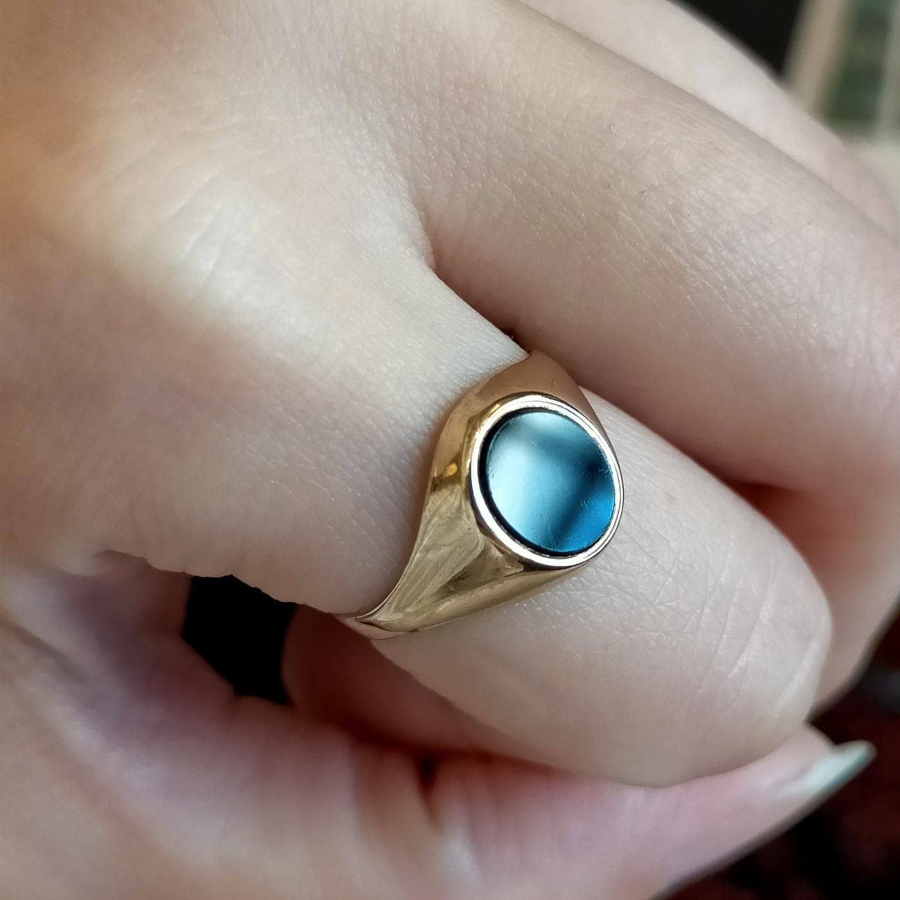 英国イギリス1978年製造ヴィンテージオニキスオーバルシグネットリング