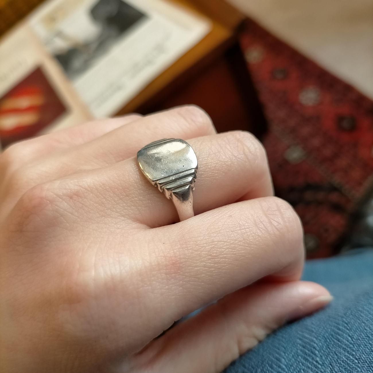 英国イギリス1968年製造ヴィンテージスターリングシルバー製メンズ印台