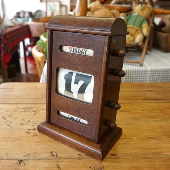 イギリス アンティーク マホガニーのデスクカレンダー 置き型 万年