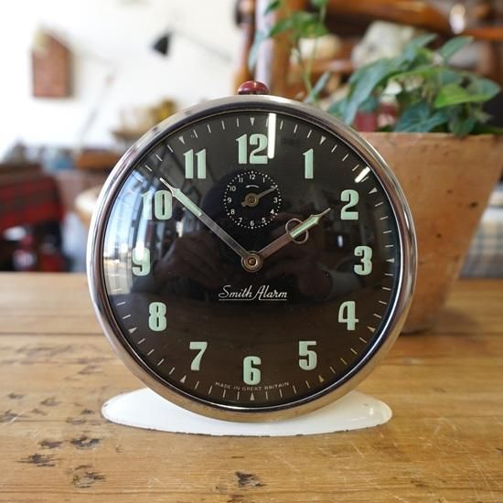 イギリス ヴィンテージ スミス社 目覚まし時計 ホワイト（ブラック