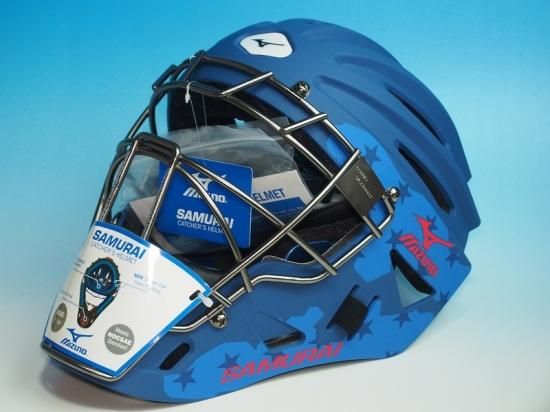 ○USAミズノSamurai Patriot 青○硬式用ホッケー型キャッチャーマスク
