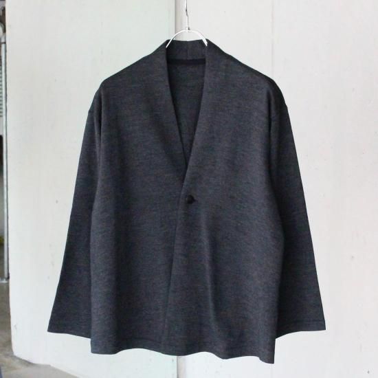 MITTAN Super 120's ウール裏毛カーディガン - 濃灰 - PURAS