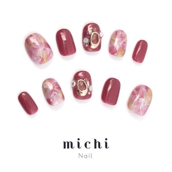 オトナピンク大理石ネイル- ネイルチップ専門店ミチネイル