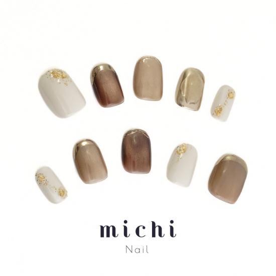 ゴールドとろ艶ブラウンマグネイル- ネイルチップ専門店ミチネイル