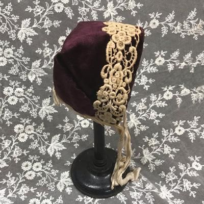 ビロードレース帽子 - 西洋骨董・アンティーク レース・ドール
