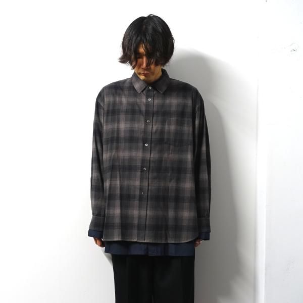 stein(シュタイン)/OVERSIZED LAYERED FLANNEL SHIRT/Grey khaki check