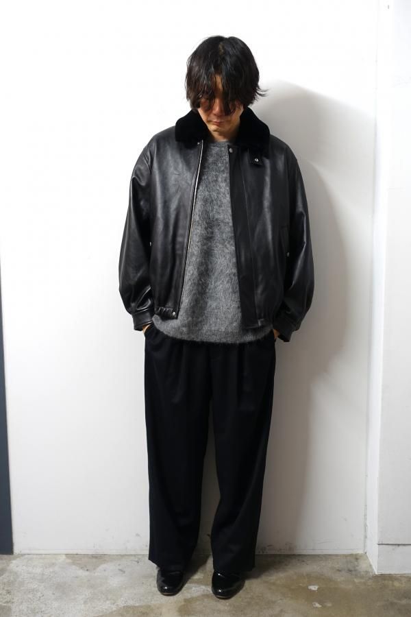 ssstein(シュタイン)/MOUTON COLLAR SHEEP LEATHER ZIP JACKET/BLACK