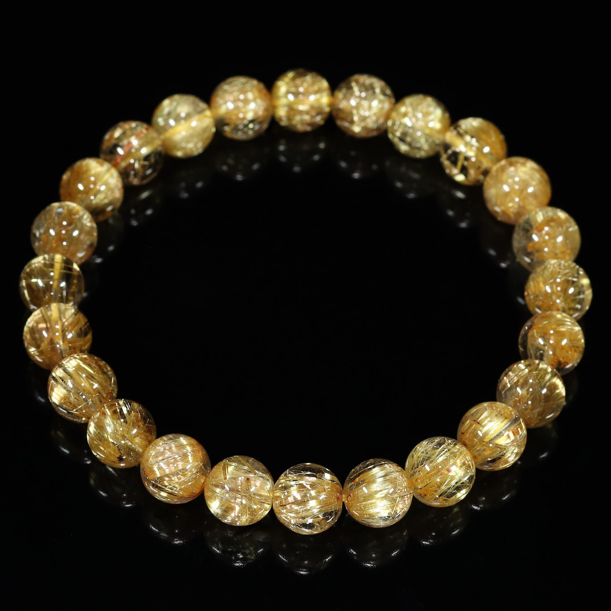 高品質+】タイチンルチルクォーツ 9mm玉 ブレスレット(型番tc1971