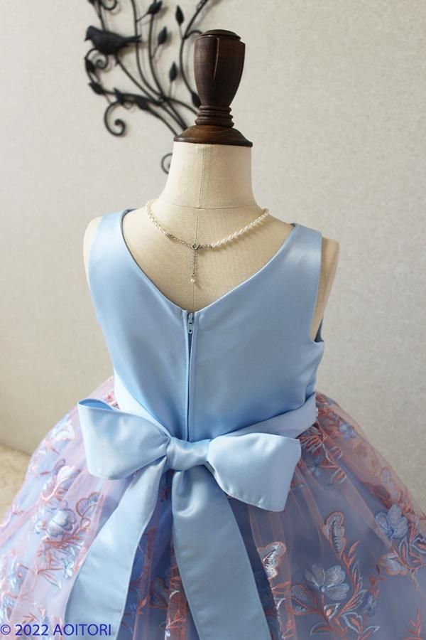 子供ドレス ピアノ発表会ドレス 15-246(120cm)ピンクブルー【青い鳥】