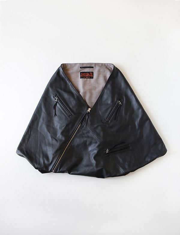 KAPITAL - レザー ライダースミニポンチョ - BLUE NEON