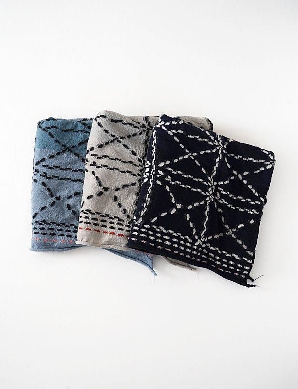 KAPITAL - 縮絨ウール 刺し子マフラー - BLUE NEON