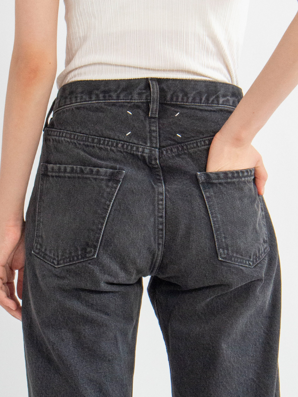 Straight jeans contrast pocket-ストレートジーンズコントラスト