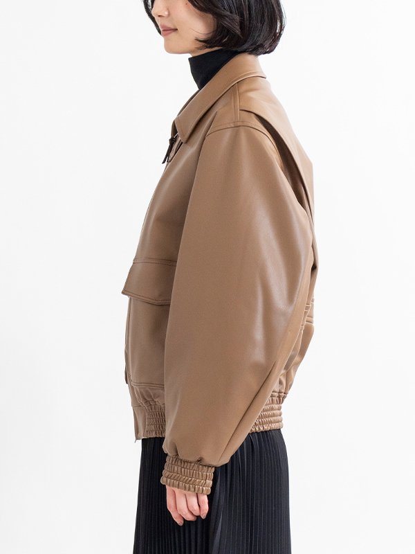 EXCLUSIVE＞FAUX-LEATHER JACKET-フォウレザージャケット-HYKE（ハイク