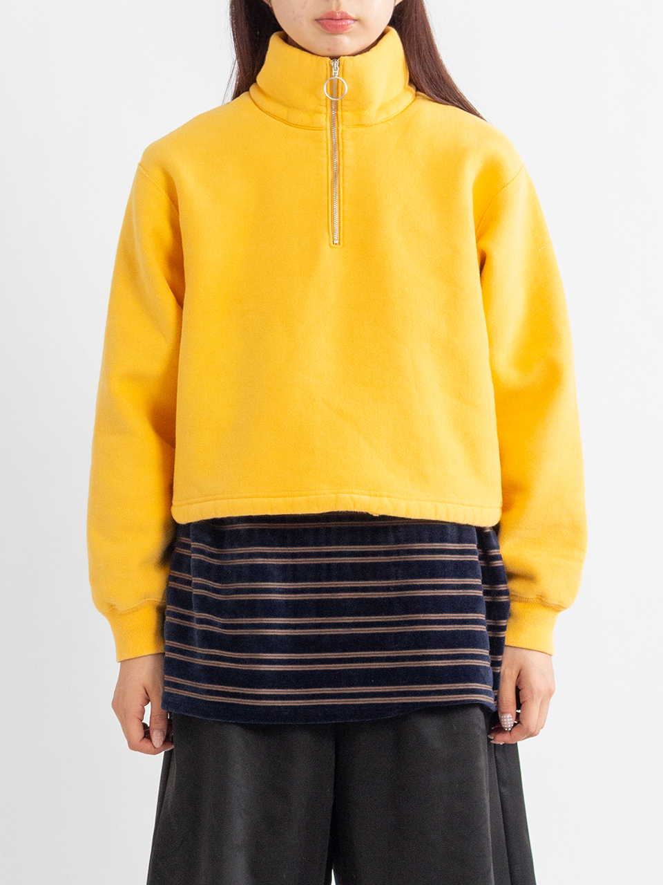 Athletic fleece half zip P/O short-アスレチックフリースハーフ