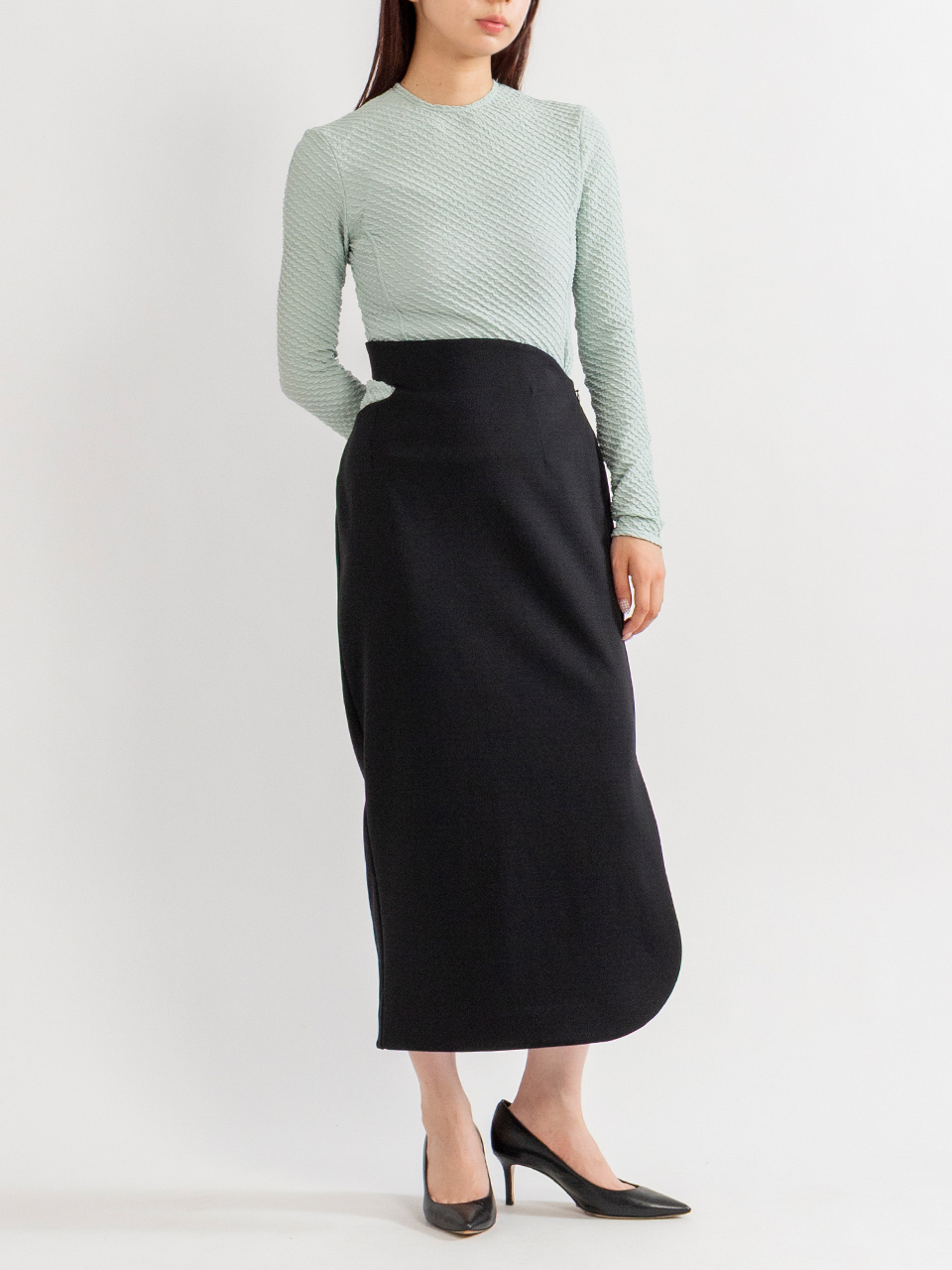 Double Jersey Aasymmetric Skirt-ダブルジャージーアシンメトリック