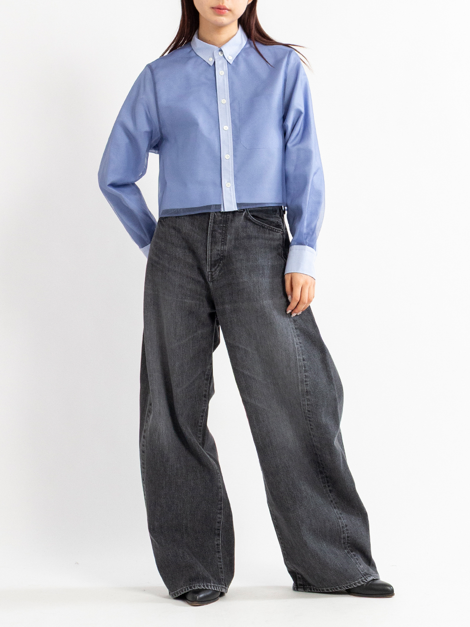 LAYERED OXFORD SHEER SHIRT レイヤードオックスフォードシャツ HYKE