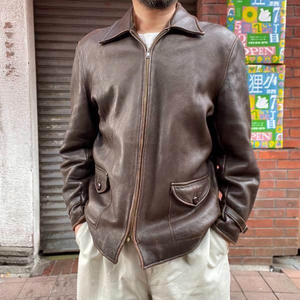 一点物 60s-70s ハンドメイド 良質レザージャケット メンズL程度