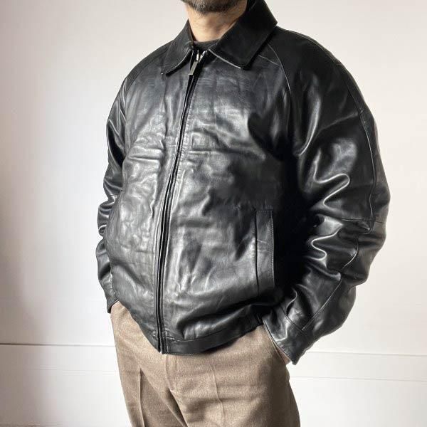 90s PERRY ELLIS ショートジャケット | 黒革のヴィンテージ - 札幌