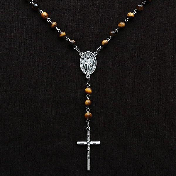 タイガーアイ 聖母マリアのロザリオネックレス - ロザリオ専門店