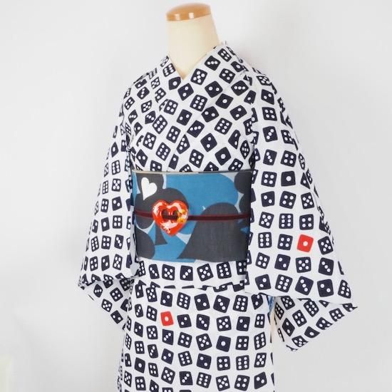 竺仙【注染 浴衣反物 綿コーマ】賽の目 - モダン着物小物 梅屋