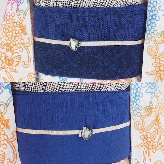 OLN リバーシブル半幅帯【kago】ブルー - モダン着物小物 梅屋