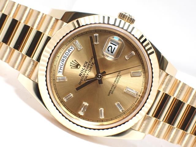 ロレックス デイデイト 10Pバゲットダイヤ シャンパン文字盤 228238A