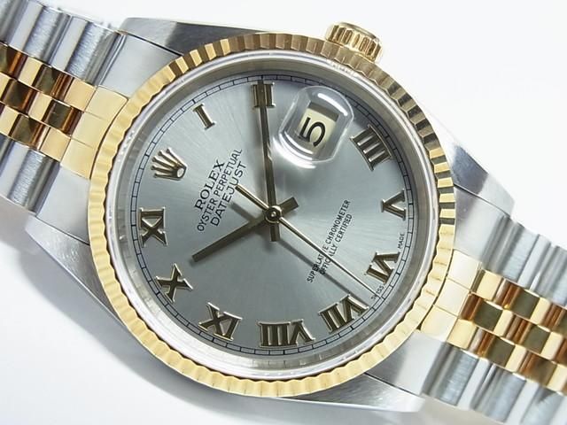ロレックス デイトジャスト・コンビ 16233 T番 グレーローマン
