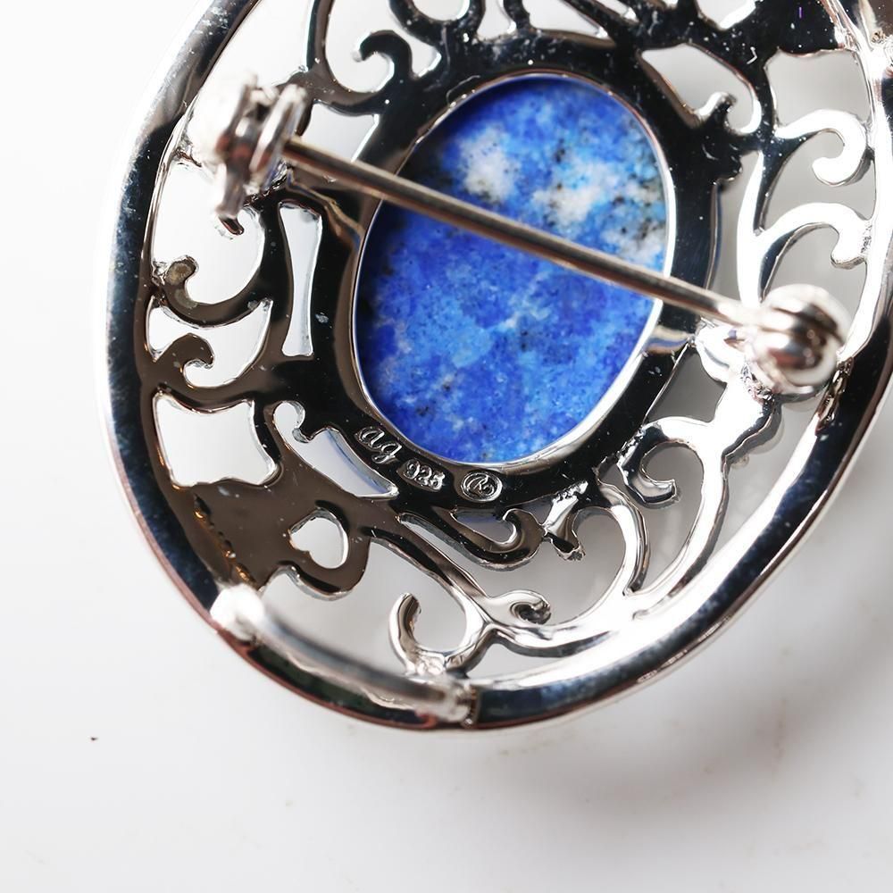 ラピスラズリの銀製ブローチ/帯留め - 海福雑貨通販部