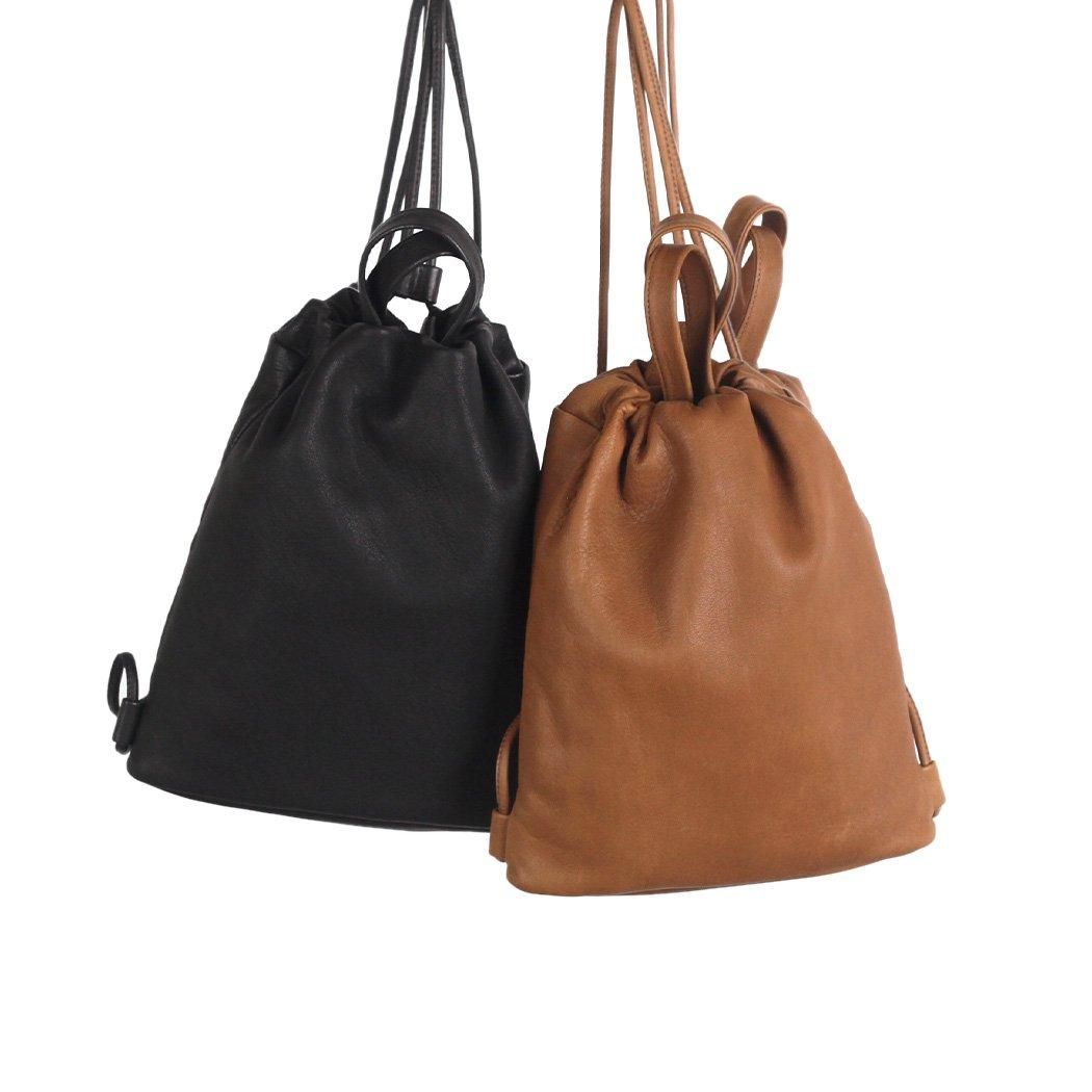 Ense (アンサ) / D630 KnapDraw レザー ナップサック - ディアキャメル