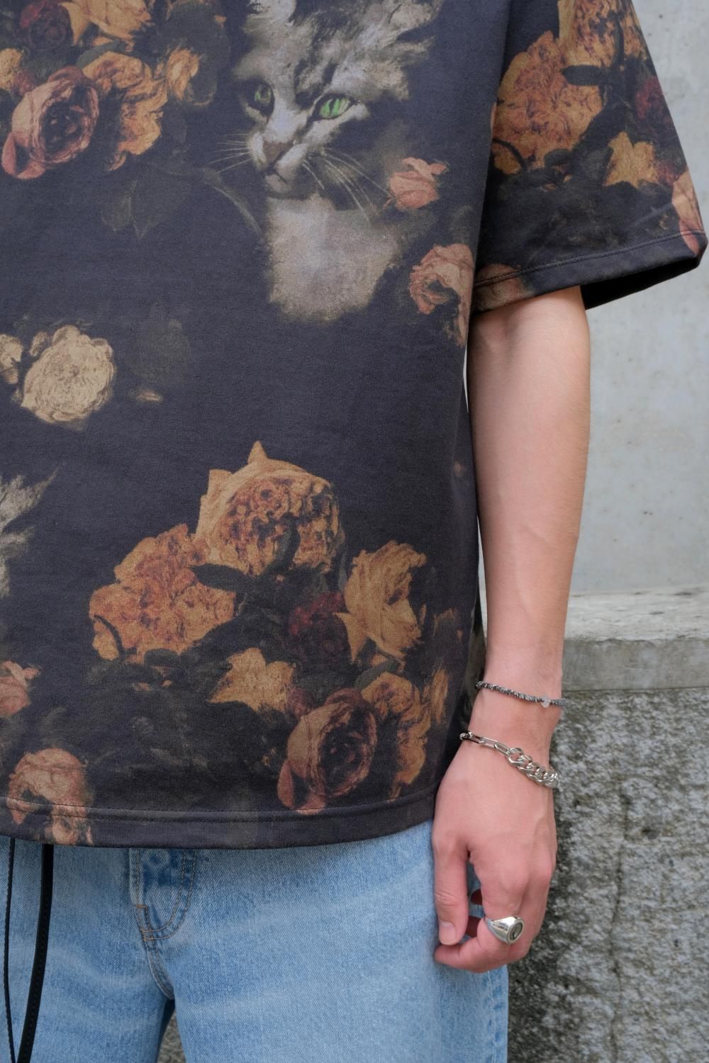 LAD MUSICIAN ラッドミュージシャン PAINT ROSE CAT T SHIRT ペイント