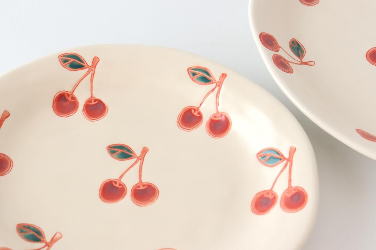 楕円取皿｜サクランボ｜磁器｜fruits｜波佐見焼｜和食器通販｜うちる