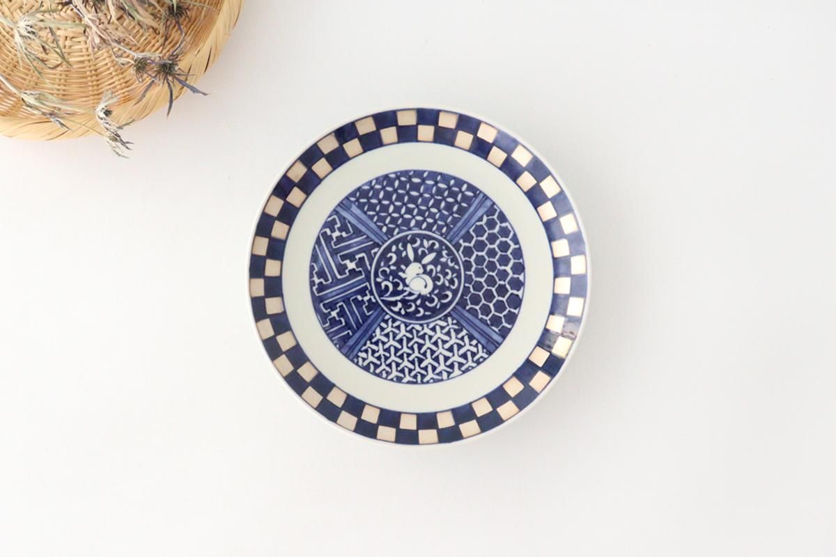 プレート｜18.5cm｜兎銀市松｜磁器｜林九郎窯｜波佐見焼｜和食器通販