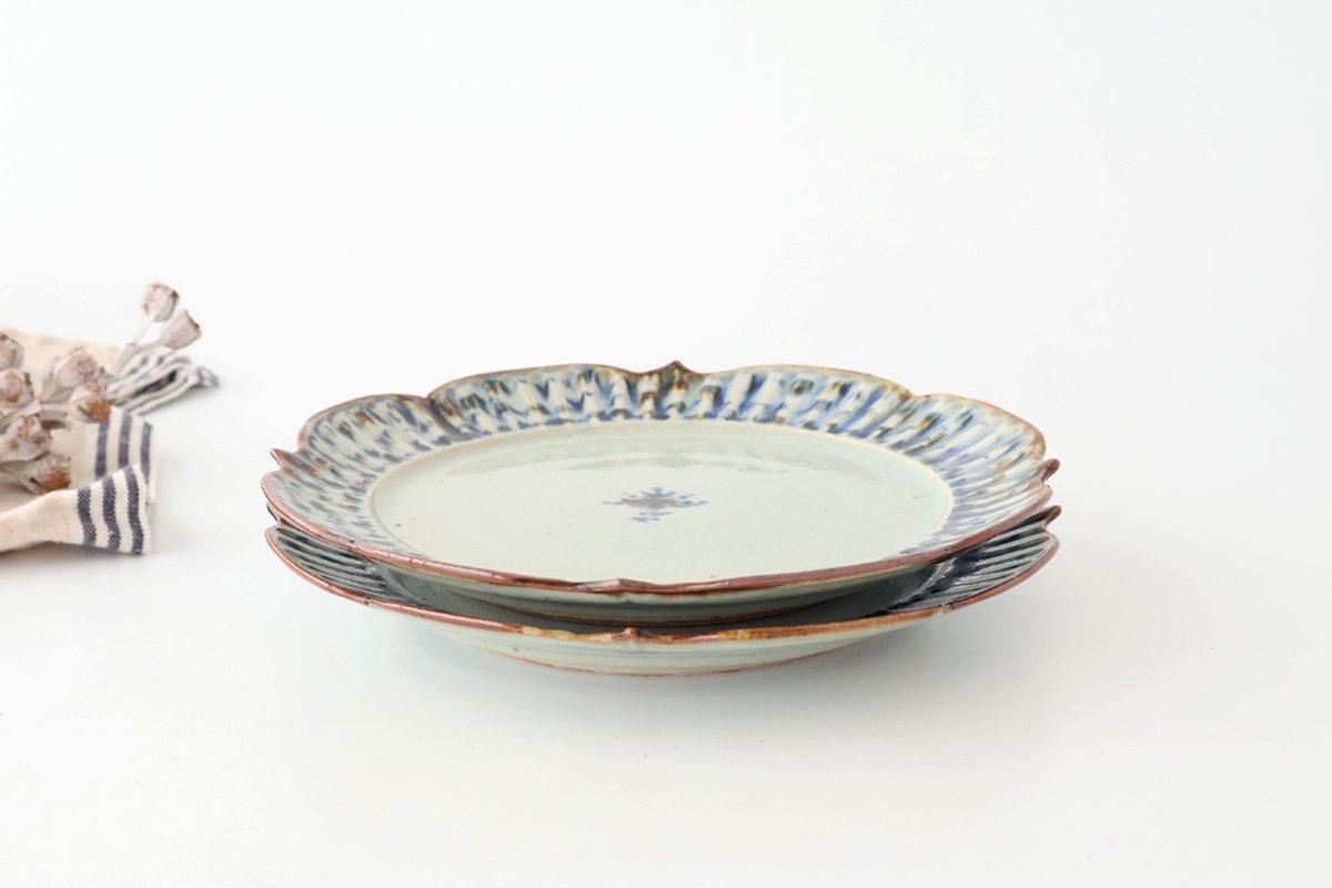 7.8寸輪花リム皿｜錆青｜半磁器｜陶房遊｜砥部焼｜和食器通販｜うちる