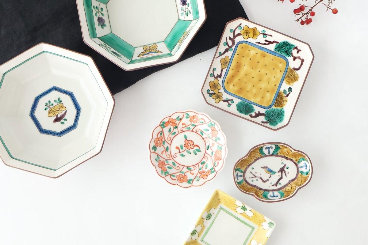 四寸角皿｜白梅文様｜磁器｜九谷美陶園｜九谷焼｜和食器通販｜うちる