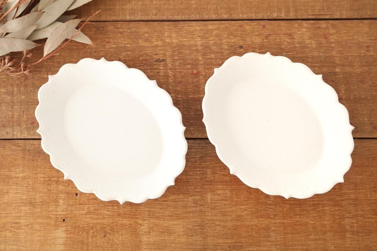 ロココオーバル皿｜ホワイト｜陶器｜アトリエ野恵｜和食器通販｜うちる