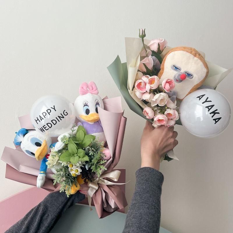 ぬいぐるみ別売り】 名入れ対応 ぬいぐるみブーケ お花とぬいぐるみの